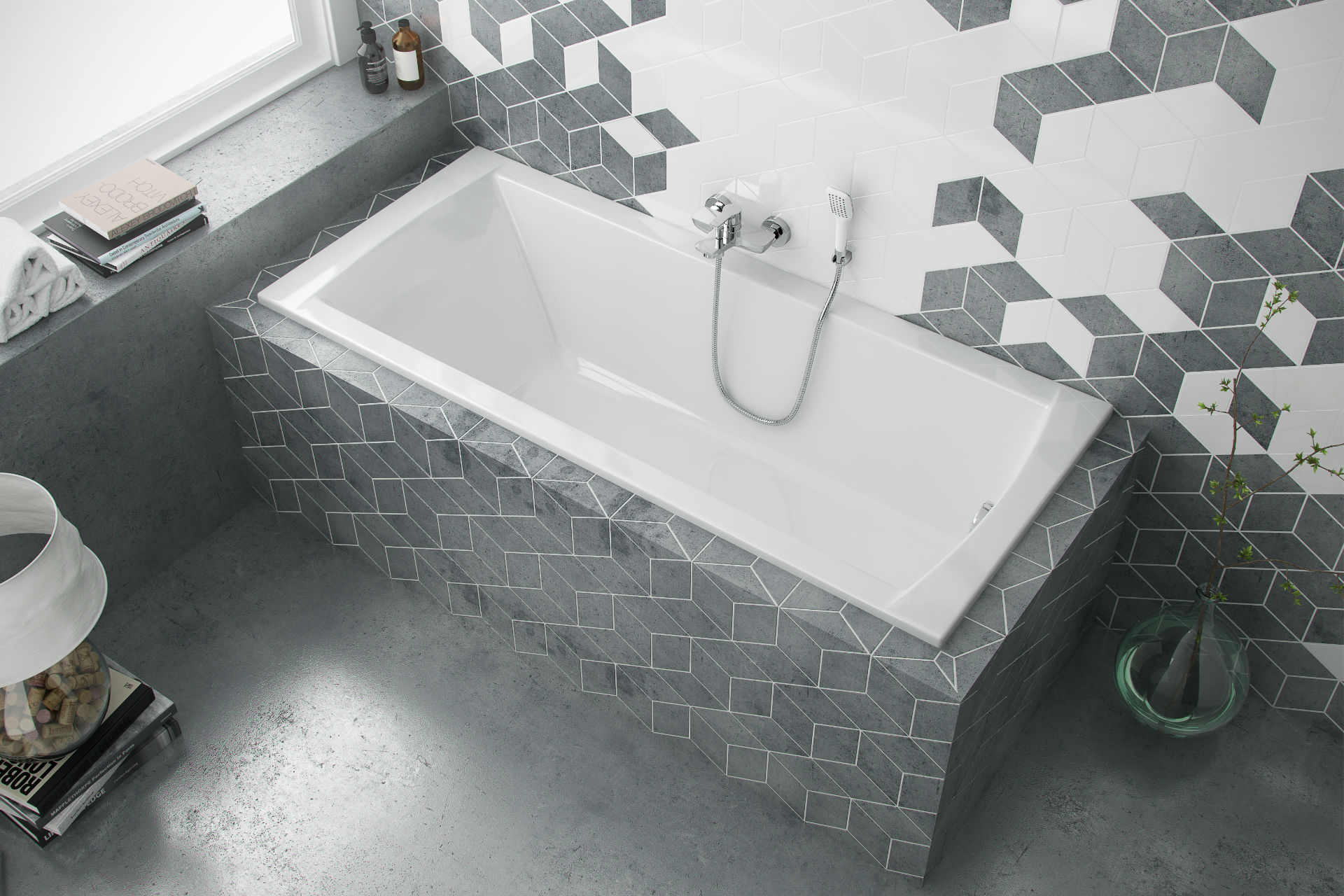 Wanna prostokątna Aquaria 150x70 szarości