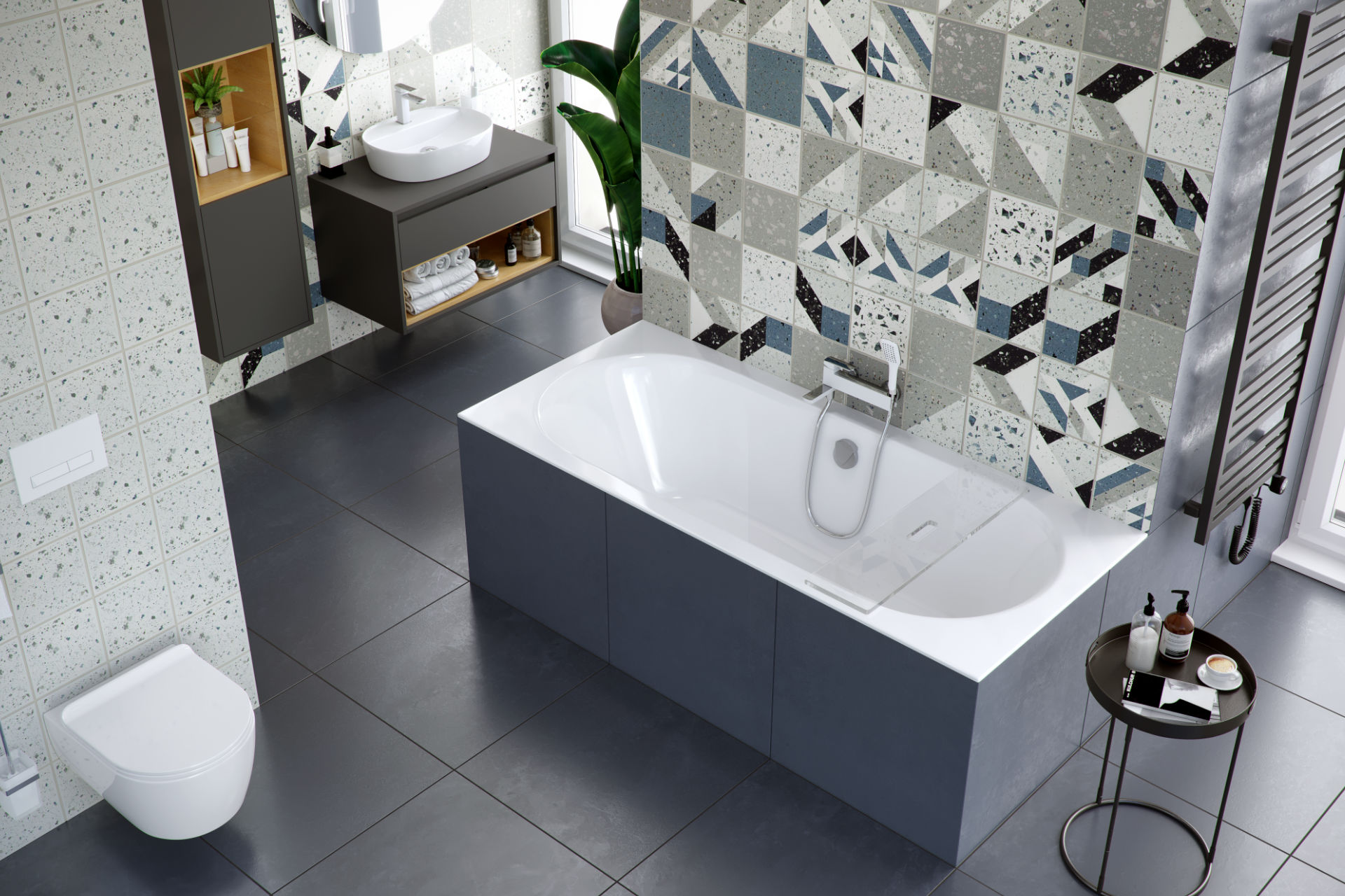 Oceana Slim wanna prostokątna 170x75 bateria wannowa Pride