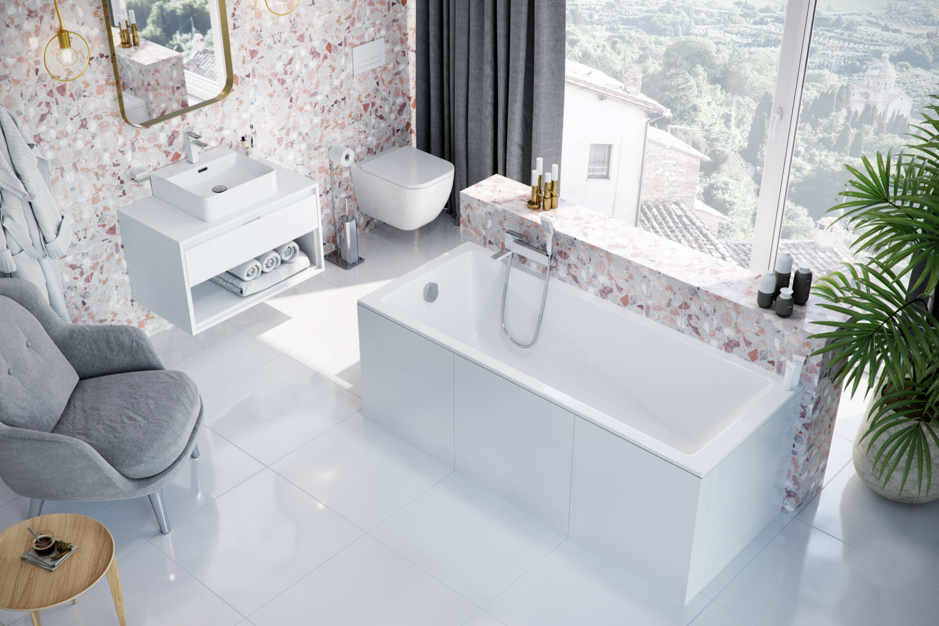 Wave Slim wanna prostokątna 170x75 bateria wannowa Pride