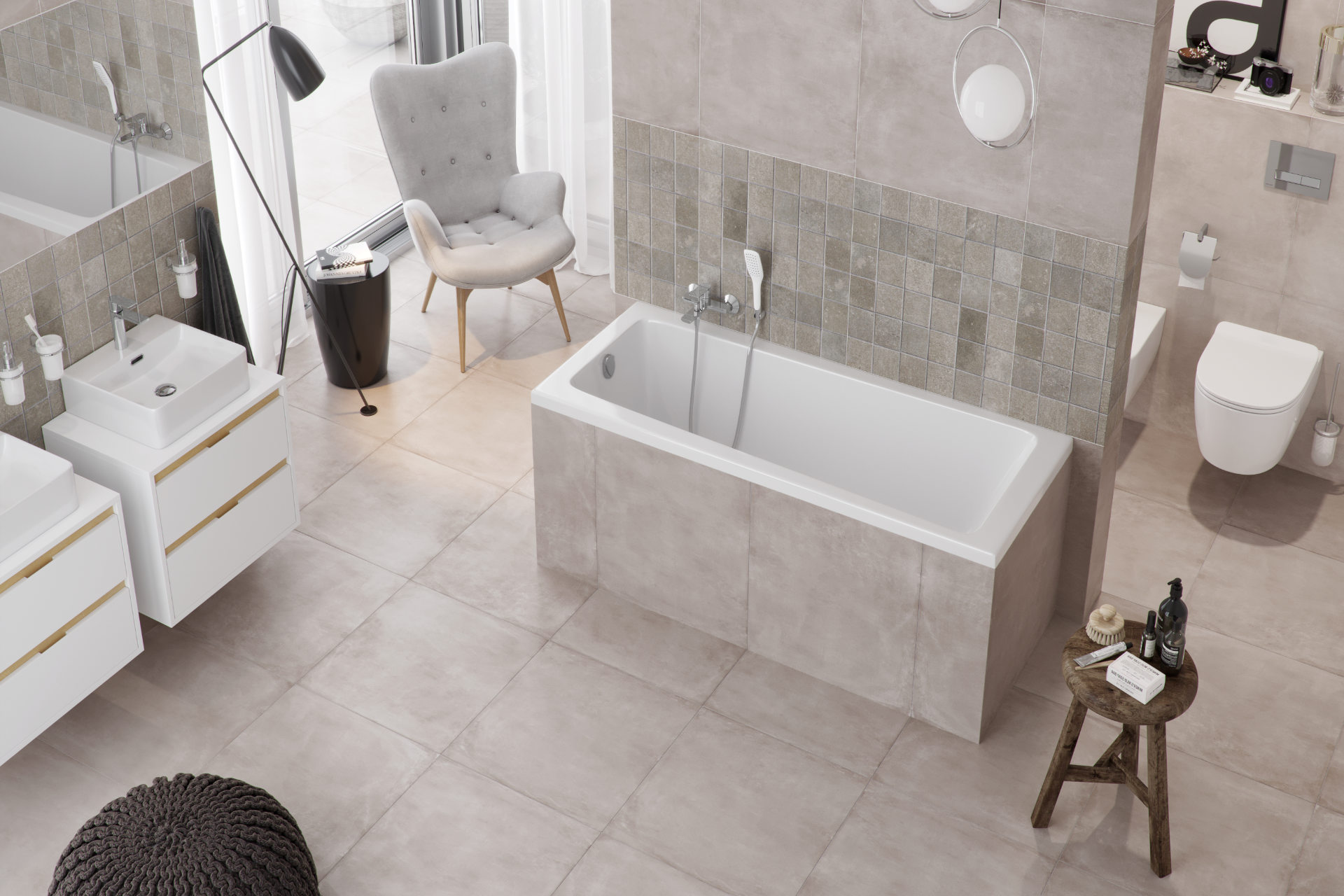 Ava wanna prostokątna 150x70 cm, biały połysk