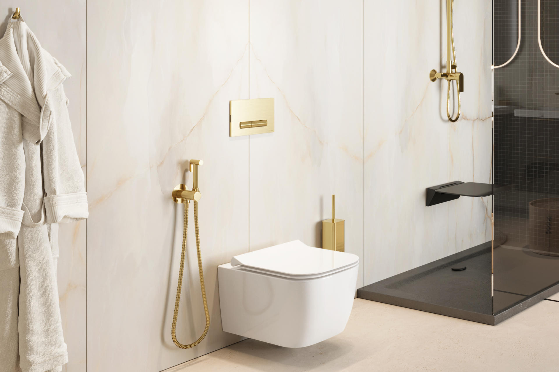 Doto S 49 D deska sedesowa wolnoopadająca slim Excellent złote akcesoria