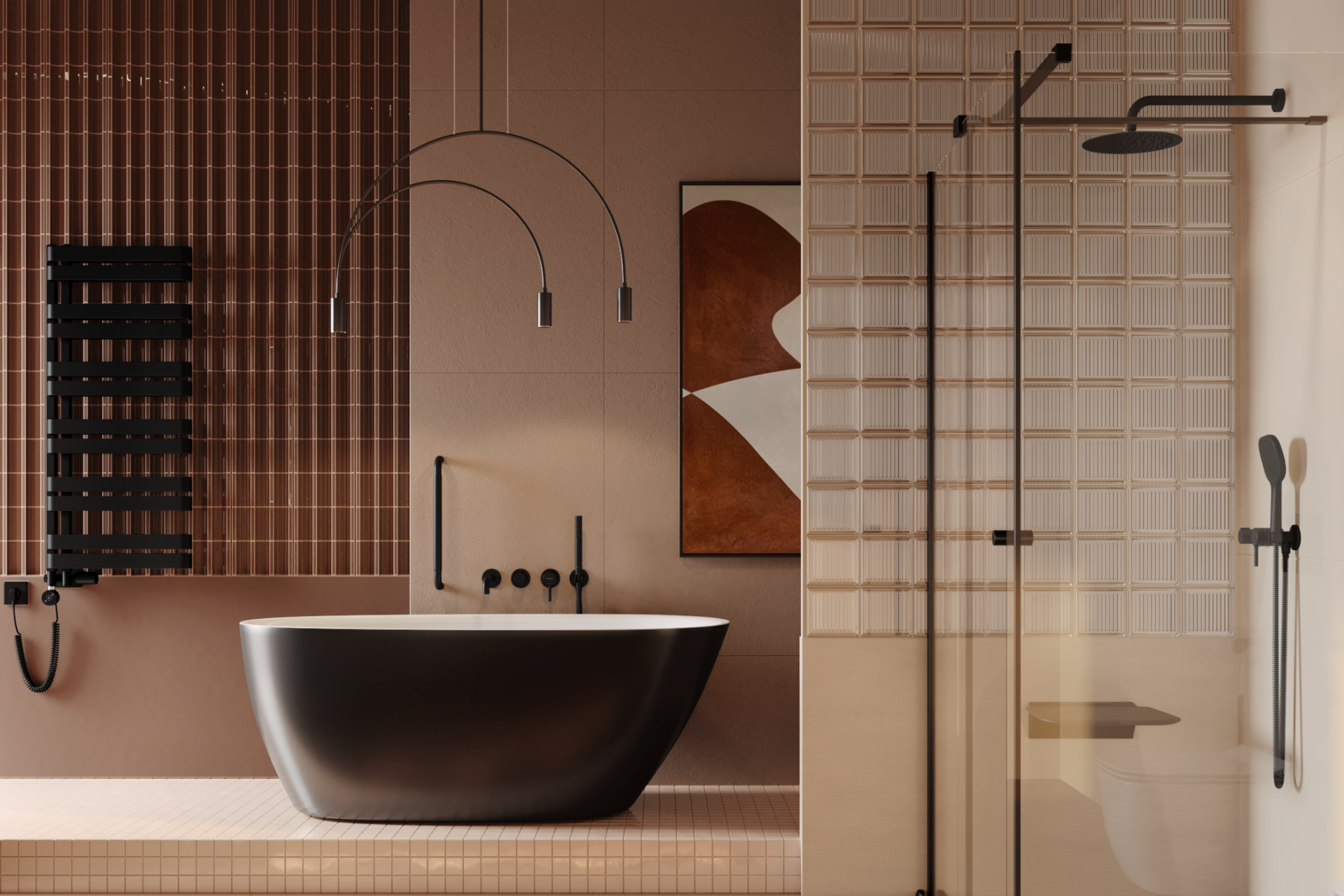 Ramię prysznicowe ścienne 40 cm okrągłe, czarny mat