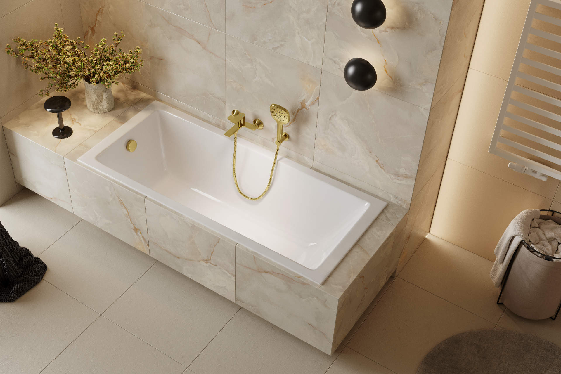 Glad bateria wannowa, złoty