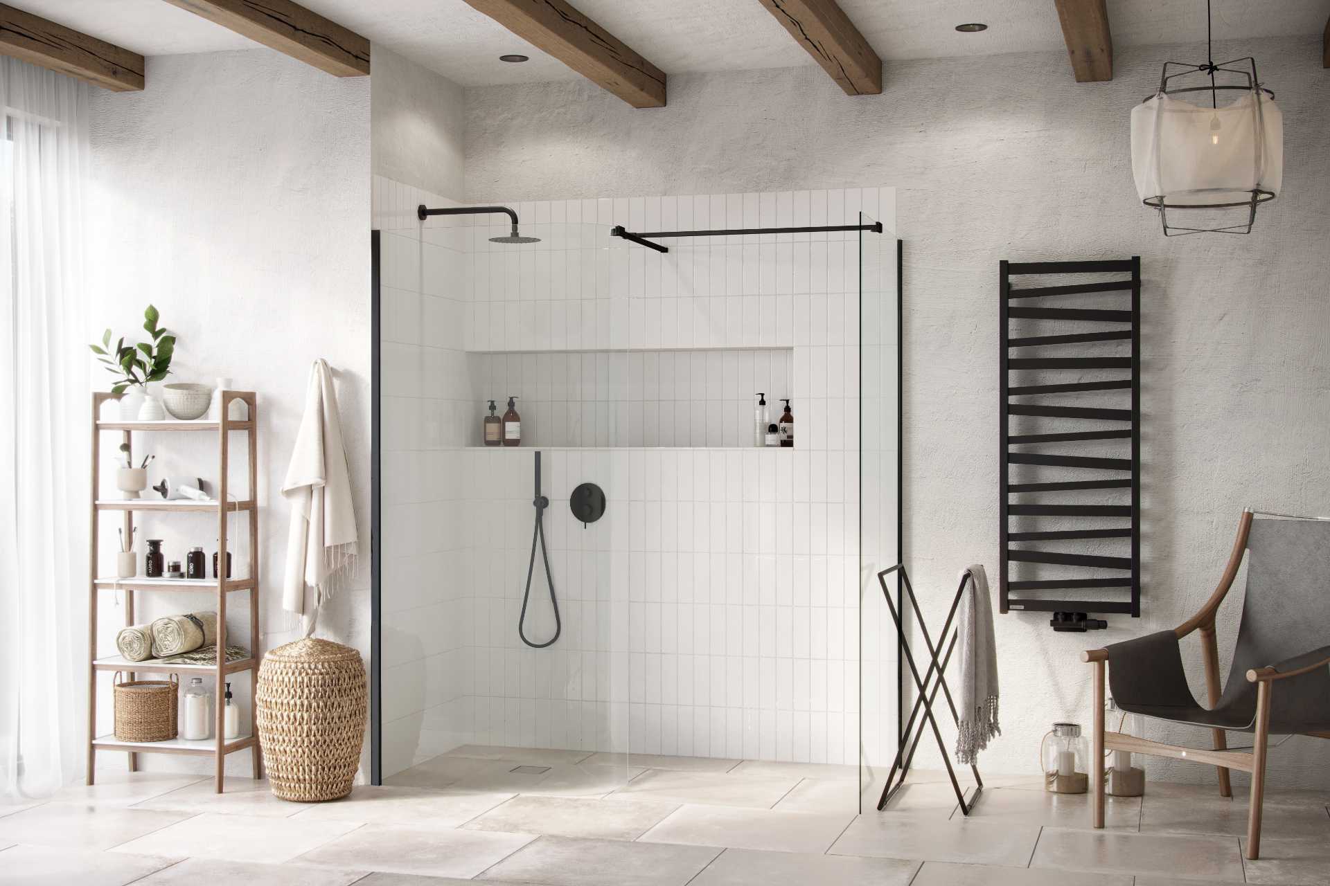 Ramię prysznicowe ścienne 40 cm okrągłe, czarny mat