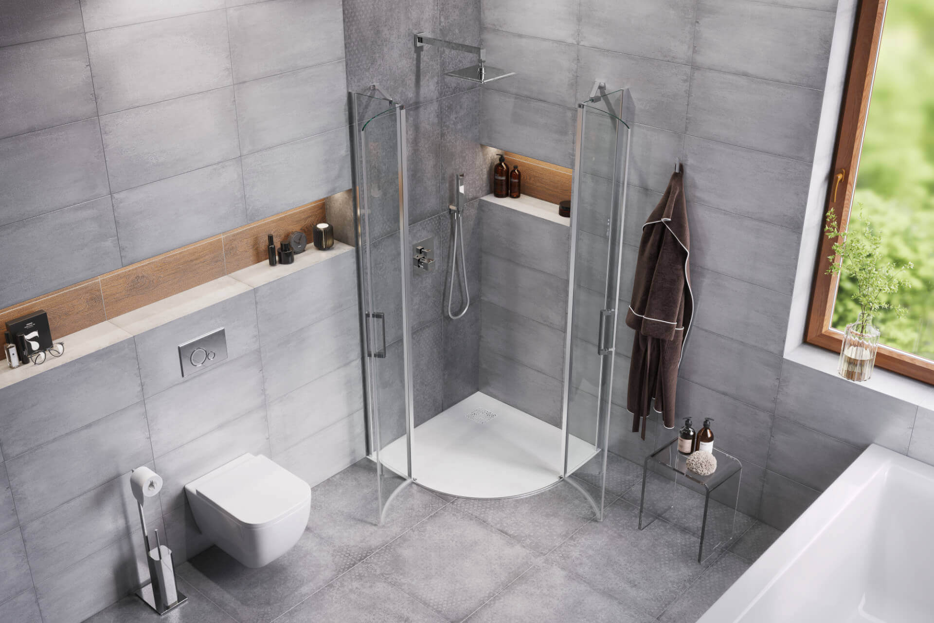 Mazo kabina półokrągła 90x90 cm, drzwi