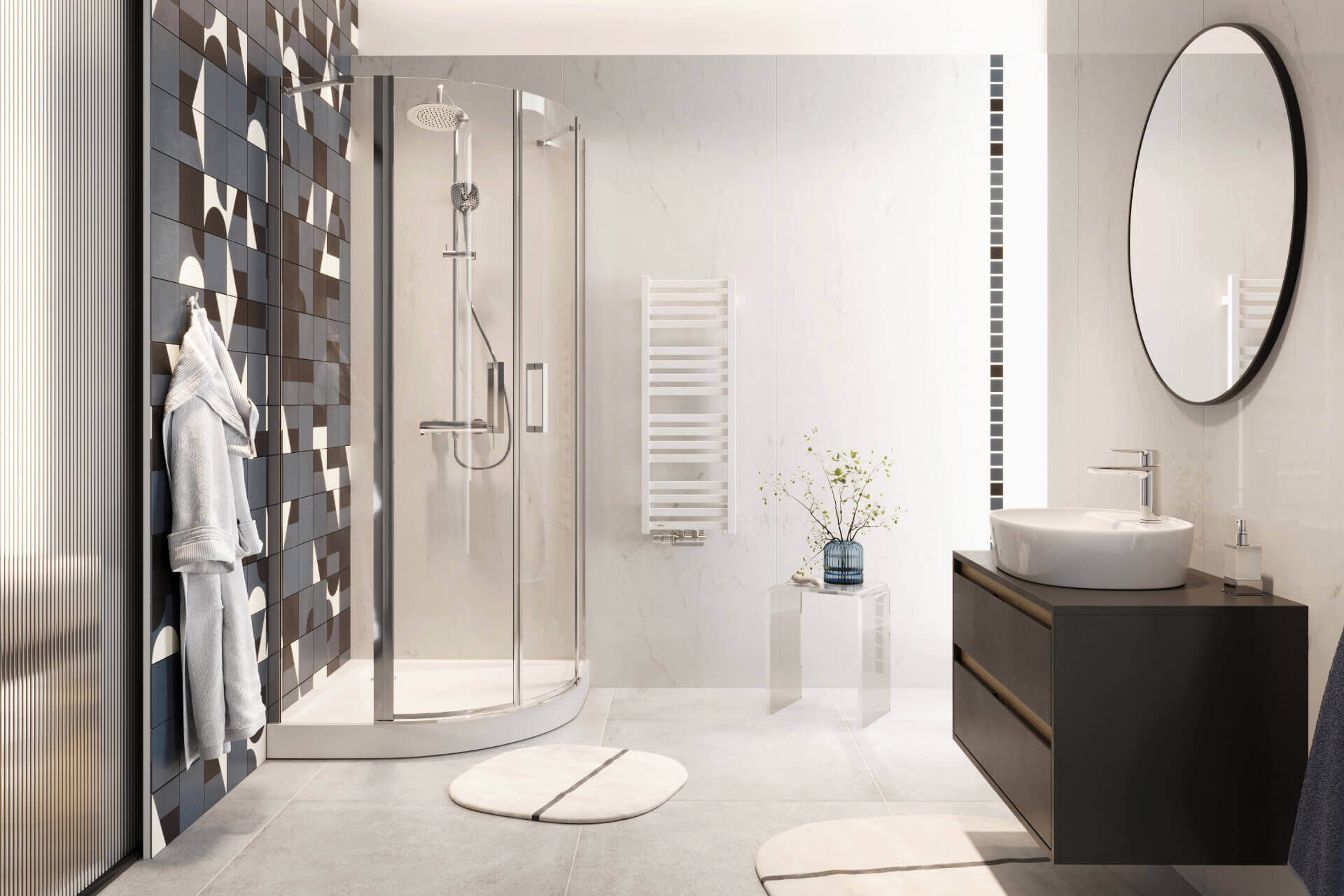 Mazo kabina półokrągła 100x100 cm, drzwi