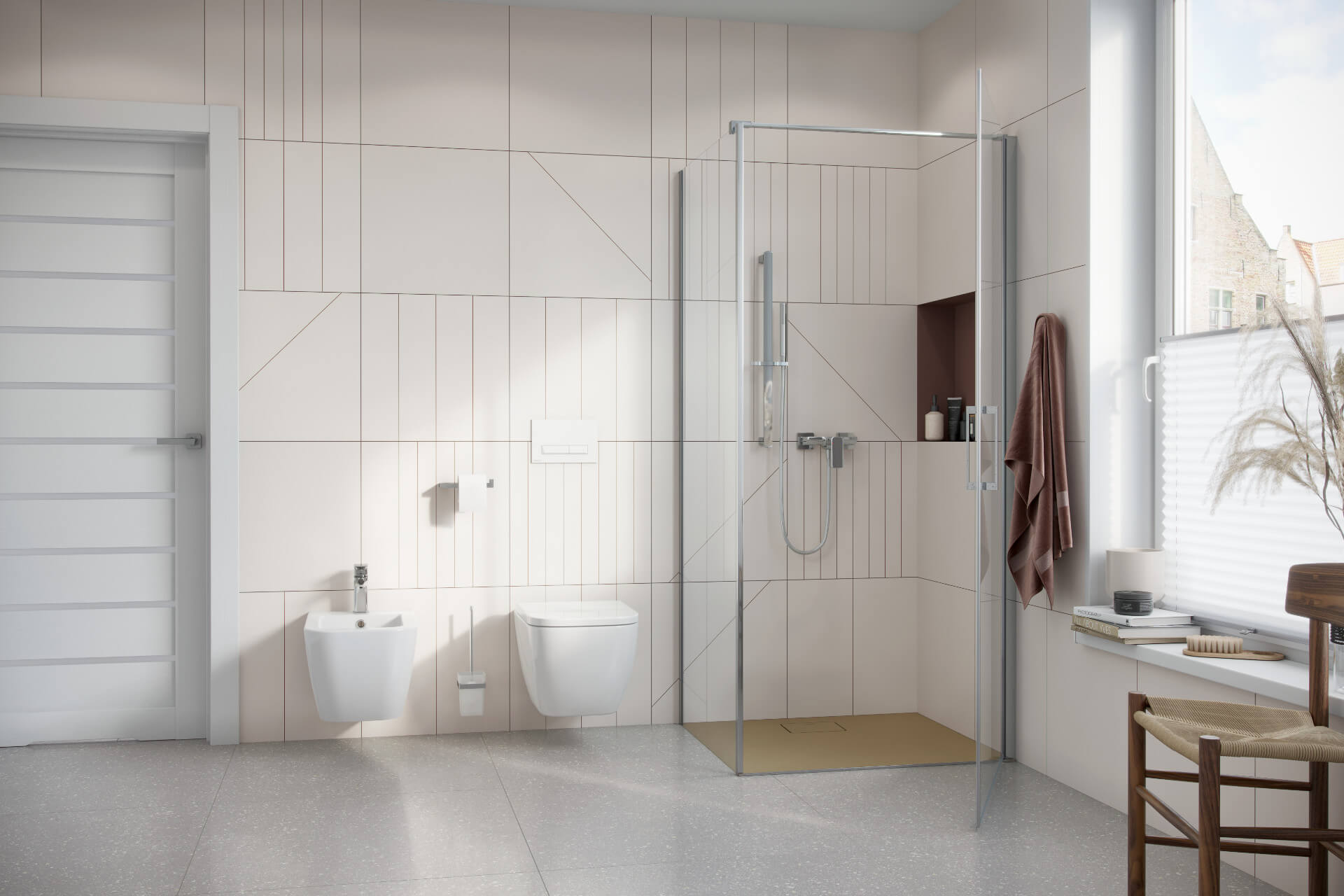Mazo kabina narożna 90x80 cm, drzwi wahadłowe pojedyncze 90 cm, Clean Control, chrom