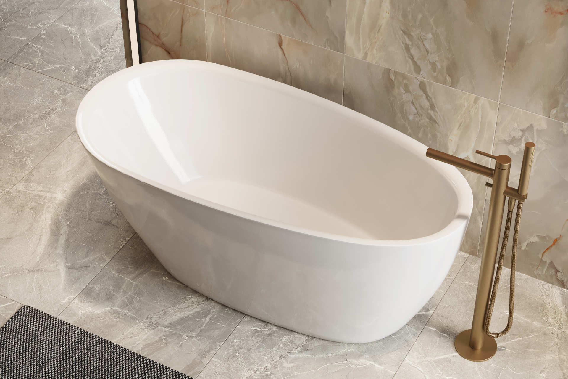 Olia 2.0 Wanna wolnostojąca 160 x 75 cm owalna, biały połysk