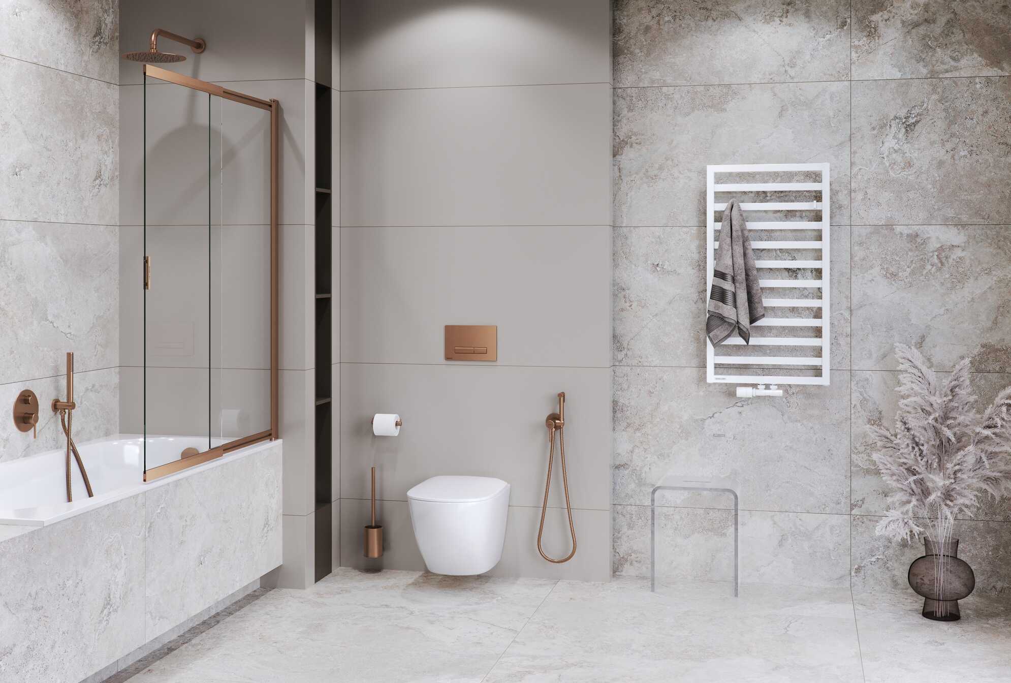 PI bateria bidetowa bidetta ze słuchawką prysznicową, miedziany szczotkowany