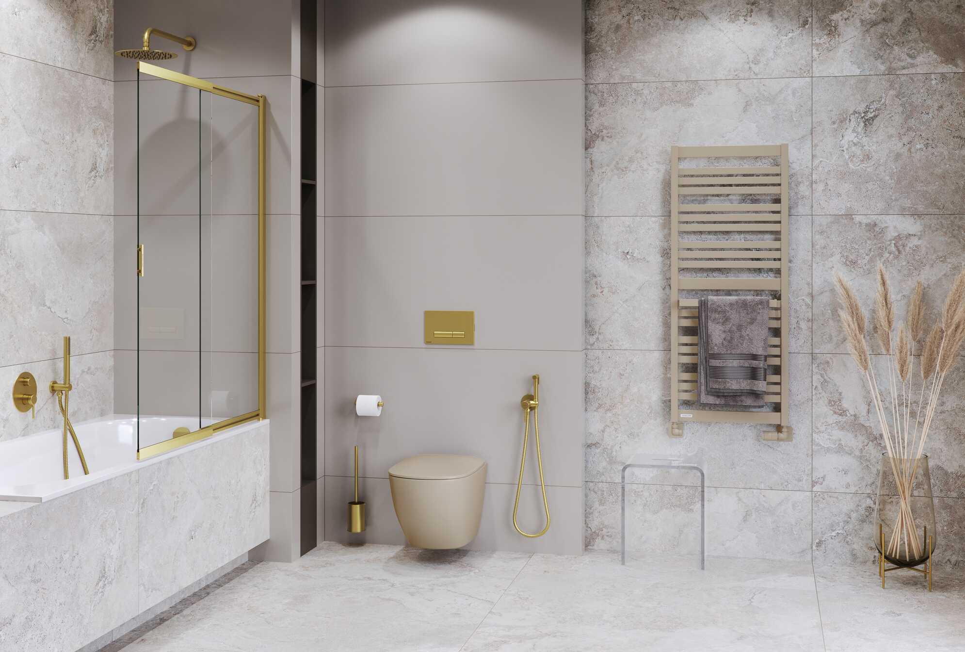 PI bateria bidetowa bidetta ze słuchawką prysznicową, złoty połysk