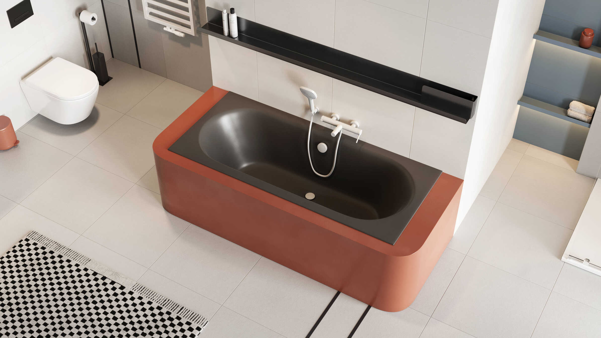 PI bateria wannowo-prysznicowa, biały mat