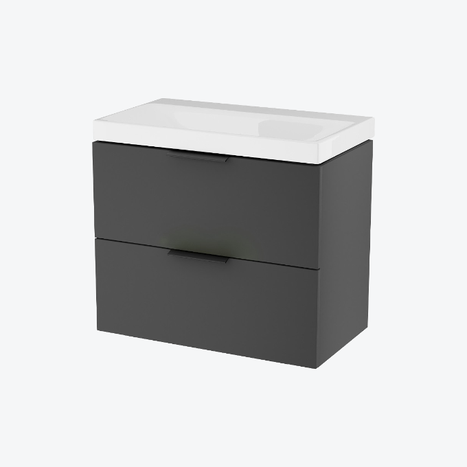 Blanko szafka 64 cm, czarny soft z umywalką z otworem na baterię, uchwyt czarny