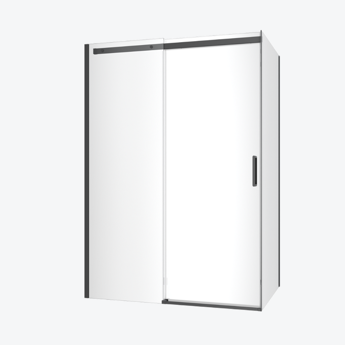 Rols kabina narożna 140x90 cm z drzwiami przesuwnymi 140 cm, powłoka Clean Control, czarny mat