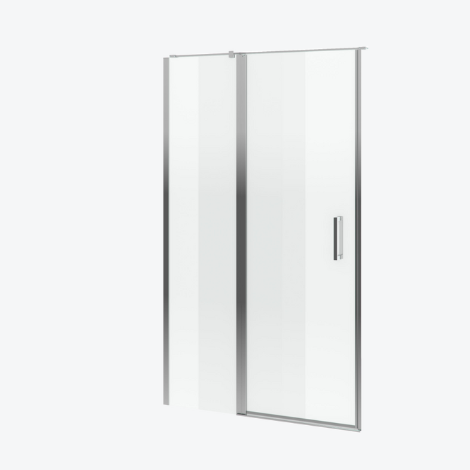 Mazo drzwi wnękowe wahadłowe pojedyncze 150x195 cm ze ścianką stałą, Clean Control, chrom