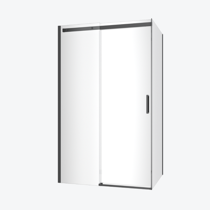 Rols kabina narożna 120x80 cm z drzwiami przesuwnymi 120 cm, powłoka Clean Control, czarny mat