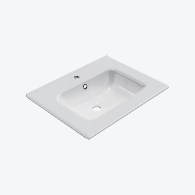 Pik furniture washbasin 61x46.5 cm rectangular with tap hole, white gloss