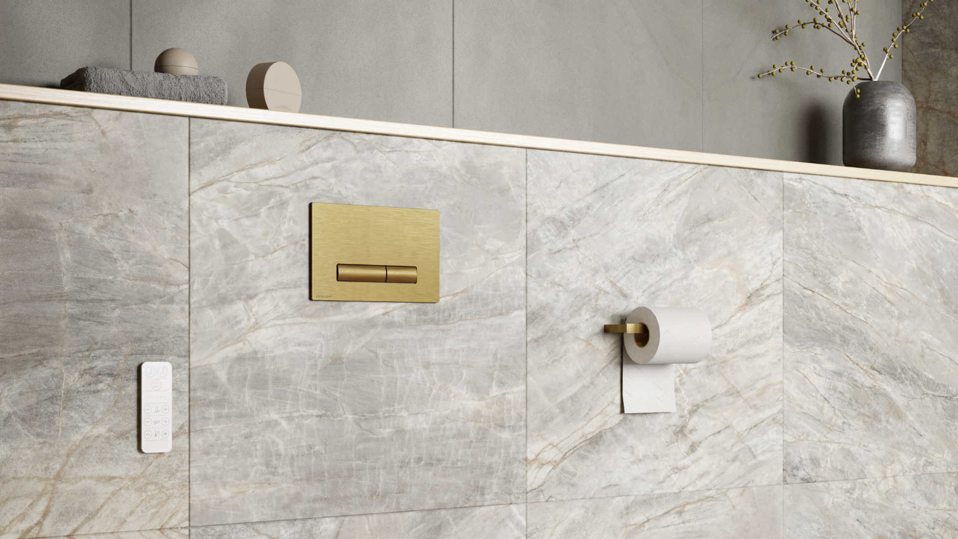 Aurro Fresh przycisk spłukujący do stelaża podtynkowego WC Shiro Premium, złoty szczotkowany