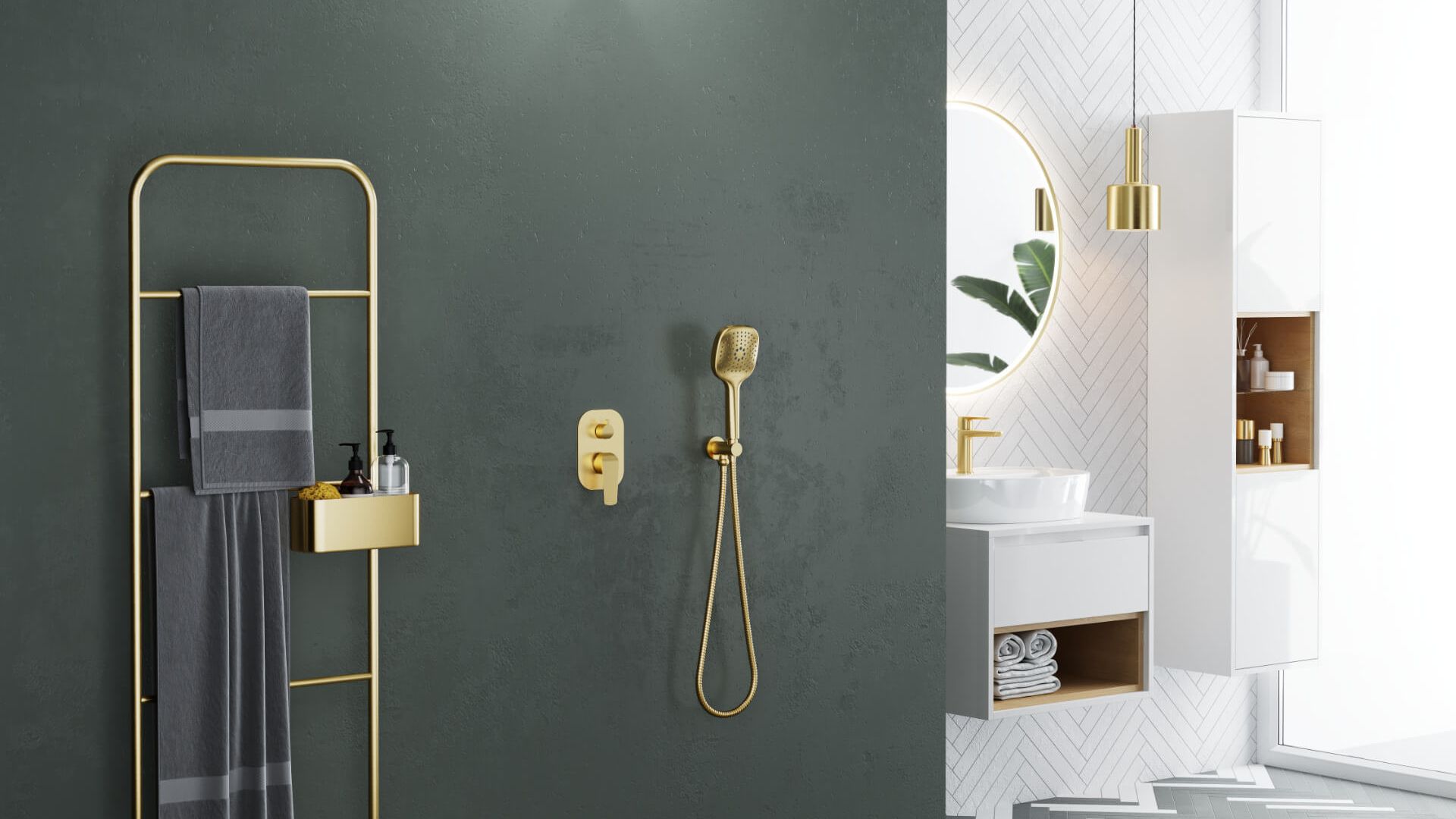 Corido lustro łazienkowe 100 cm okrągłe oświetlenie LED mata grzewcza, miedziany szczotkowany