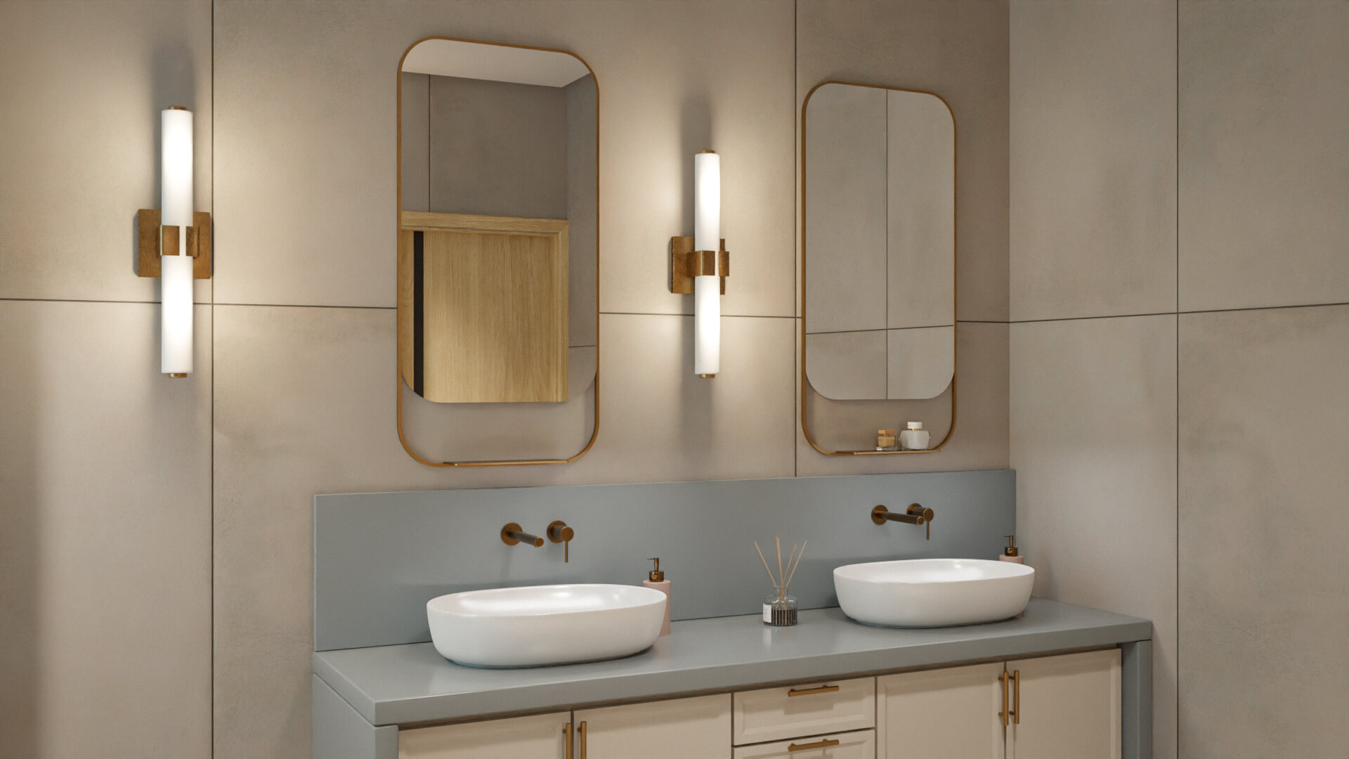 Mila lustro łazienkowe 100x50 cm z półką złoty szczotkowany