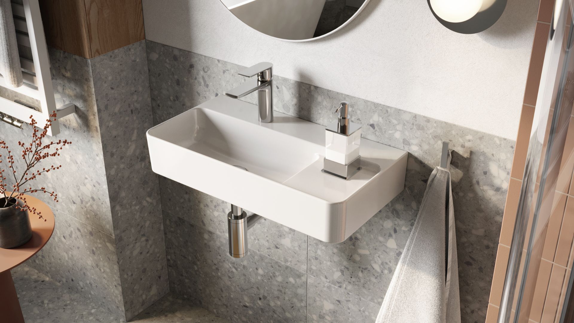 Ness umywalka wisząca/nablatowa 60x31 cm prostokątna z otworem na baterię,biały połysk