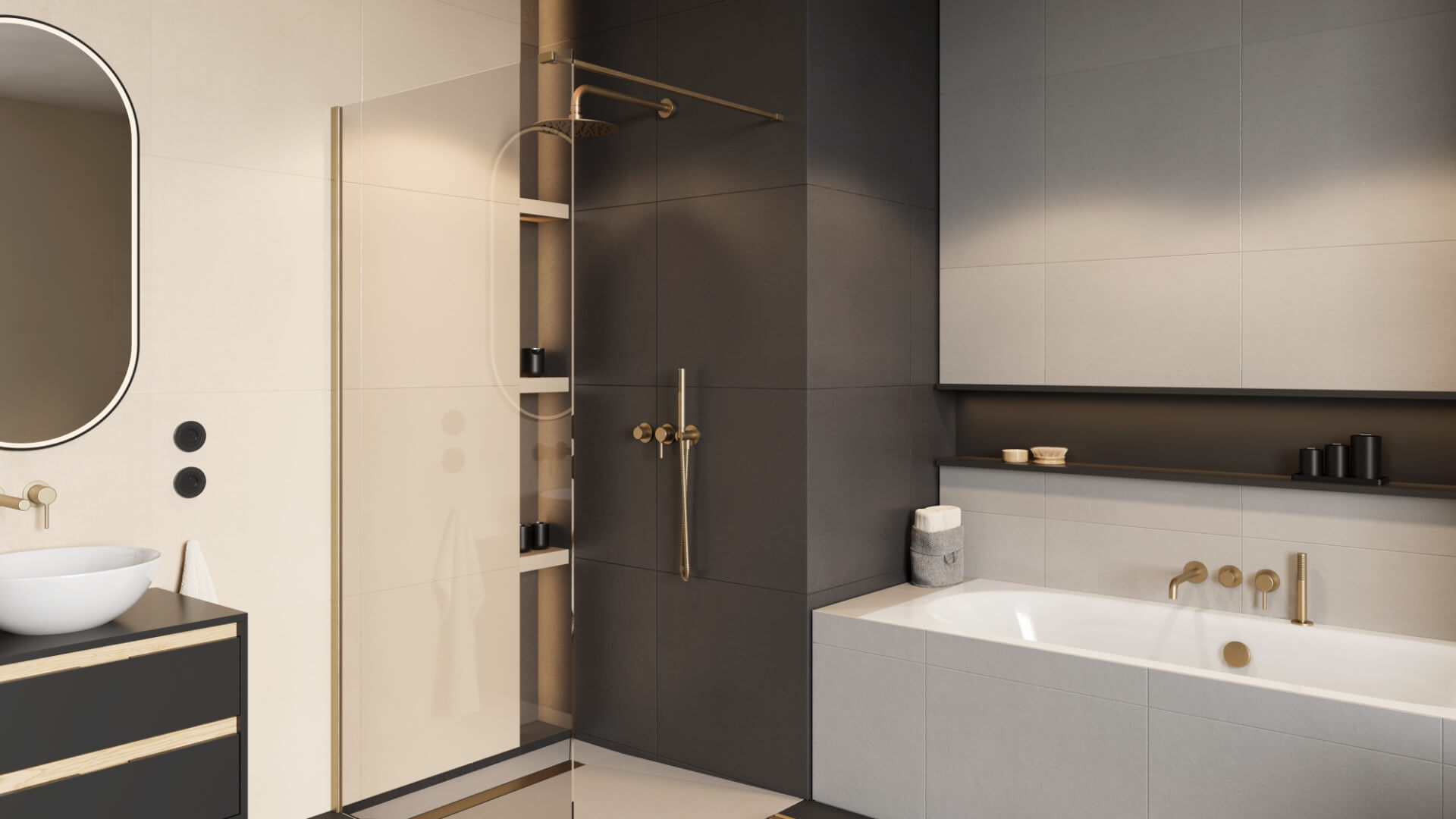 Vidoq walk-in ścianka prysznicowa prosta 100x200 cm, powłoka Clean Control, złoty szczotkowany