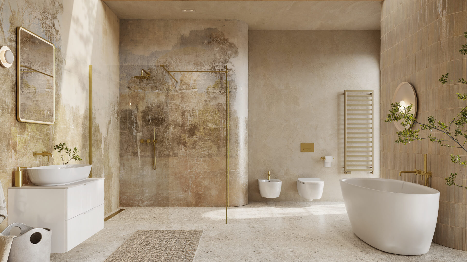 Vidoq walk-in ścianka prysznicowa prosta 90x200 cm, powłoka Clean Control, złoty szczotkowany