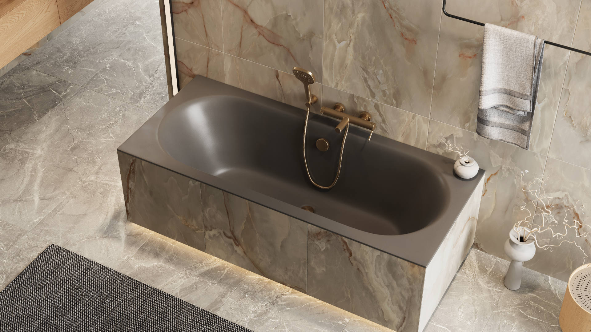 PI bateria wannowo-prysznicowa, miedziany szczotkowany