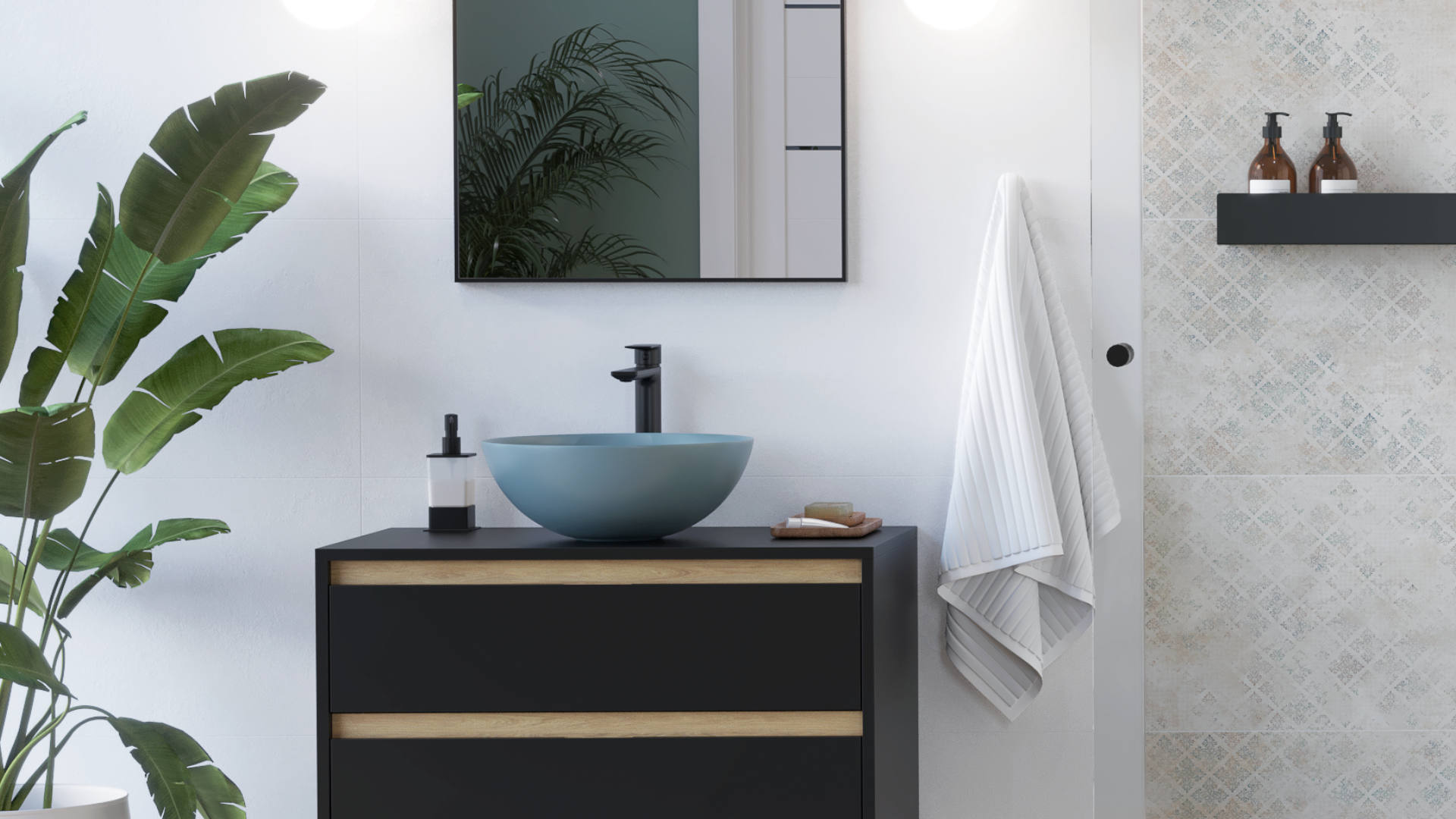 Glad bateria umywalkowa stojąca wysoka, czarny soft