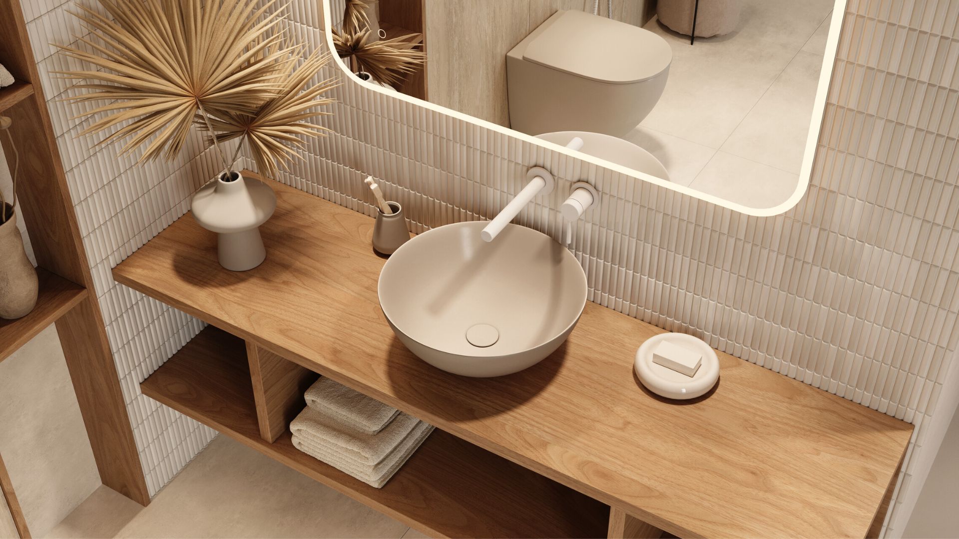 Design Korek klik-klak umywalkowo bidetowy, korpus złoty szczotkowany, pokrywa ceramiczna cappucino mat