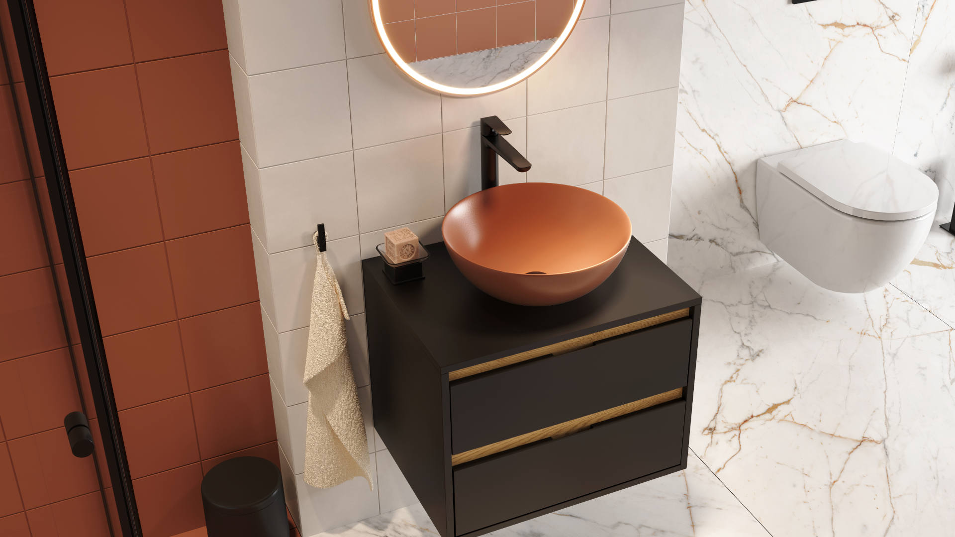 Clever 2.0 bateria umywalkowa stojąca wysoka, czarny soft