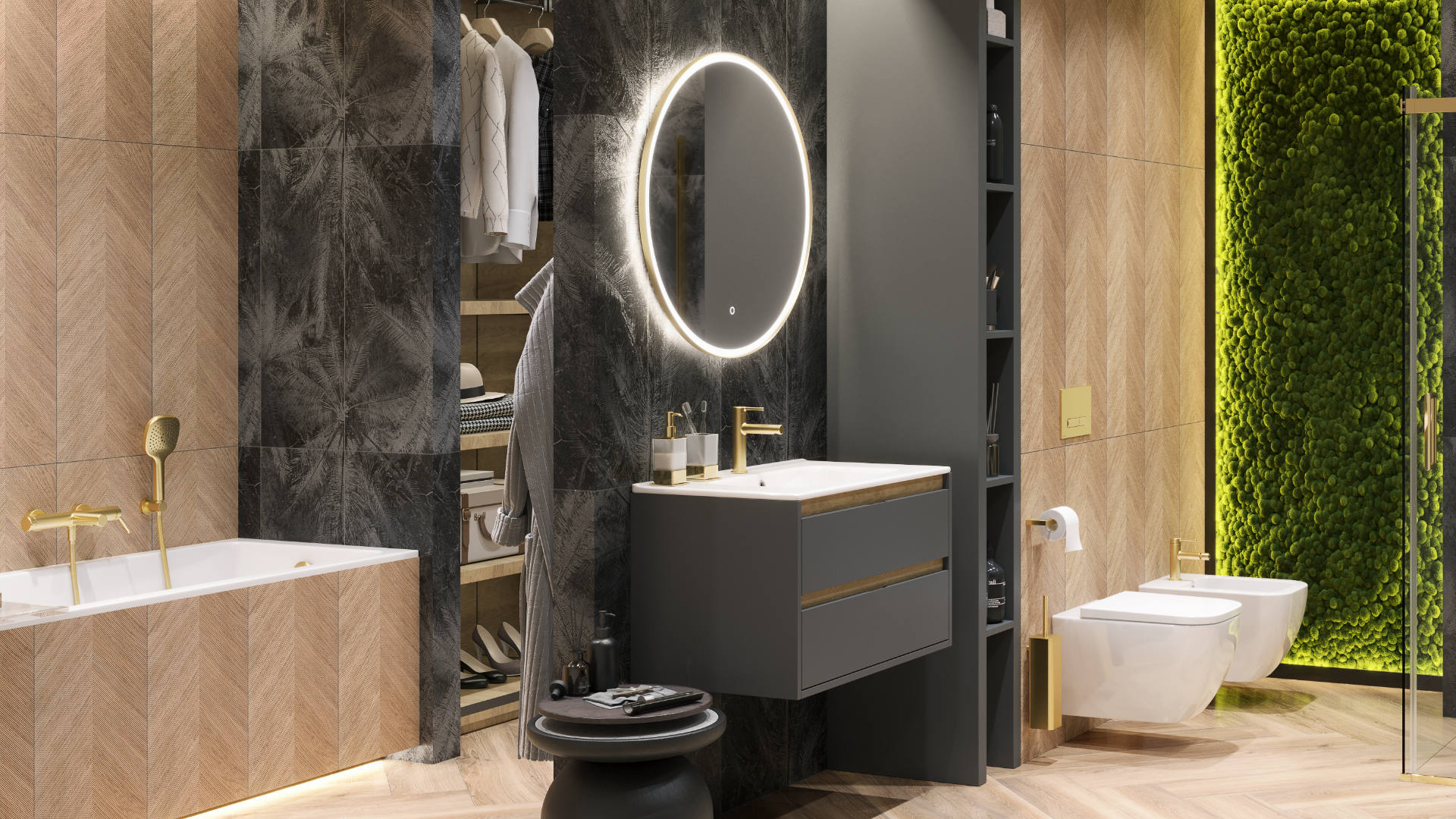 PI bateria bidetowa stojąca, grafit szczotkowany