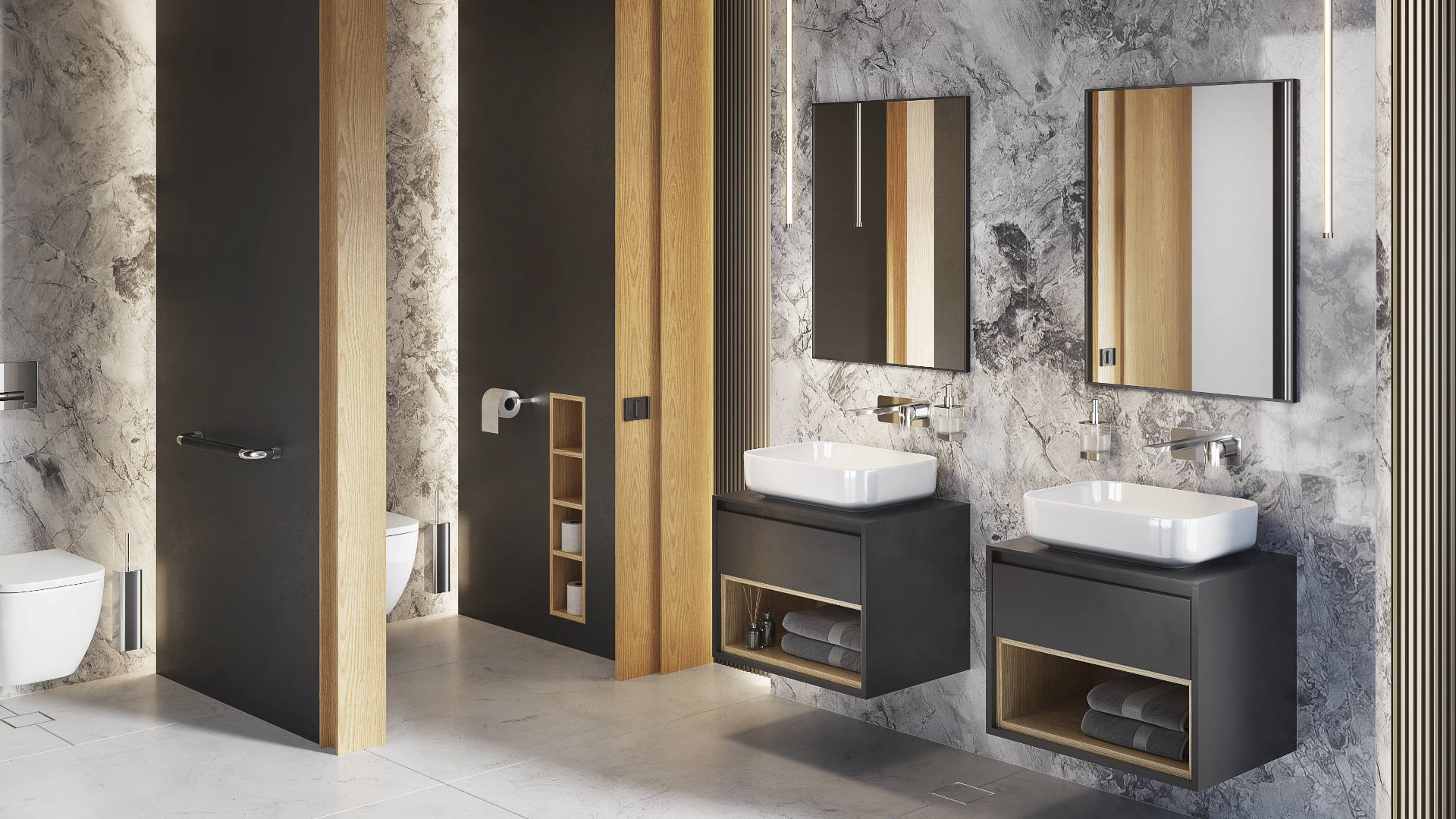 Kuadro lustro łazienkowe 80x60 cm prostokątne, czarny mat