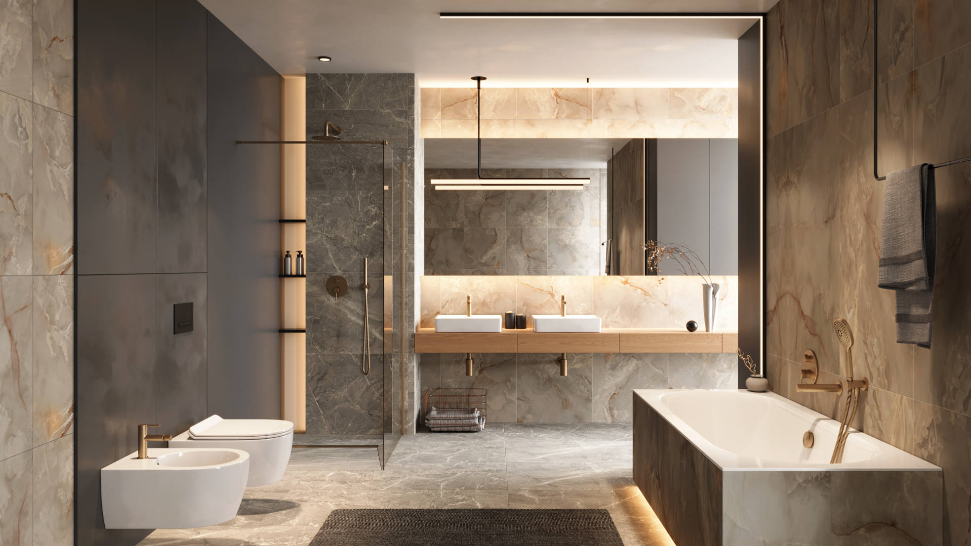 D54 syfon umywalkowy, stal nierdzewna miedziany szczotkowany