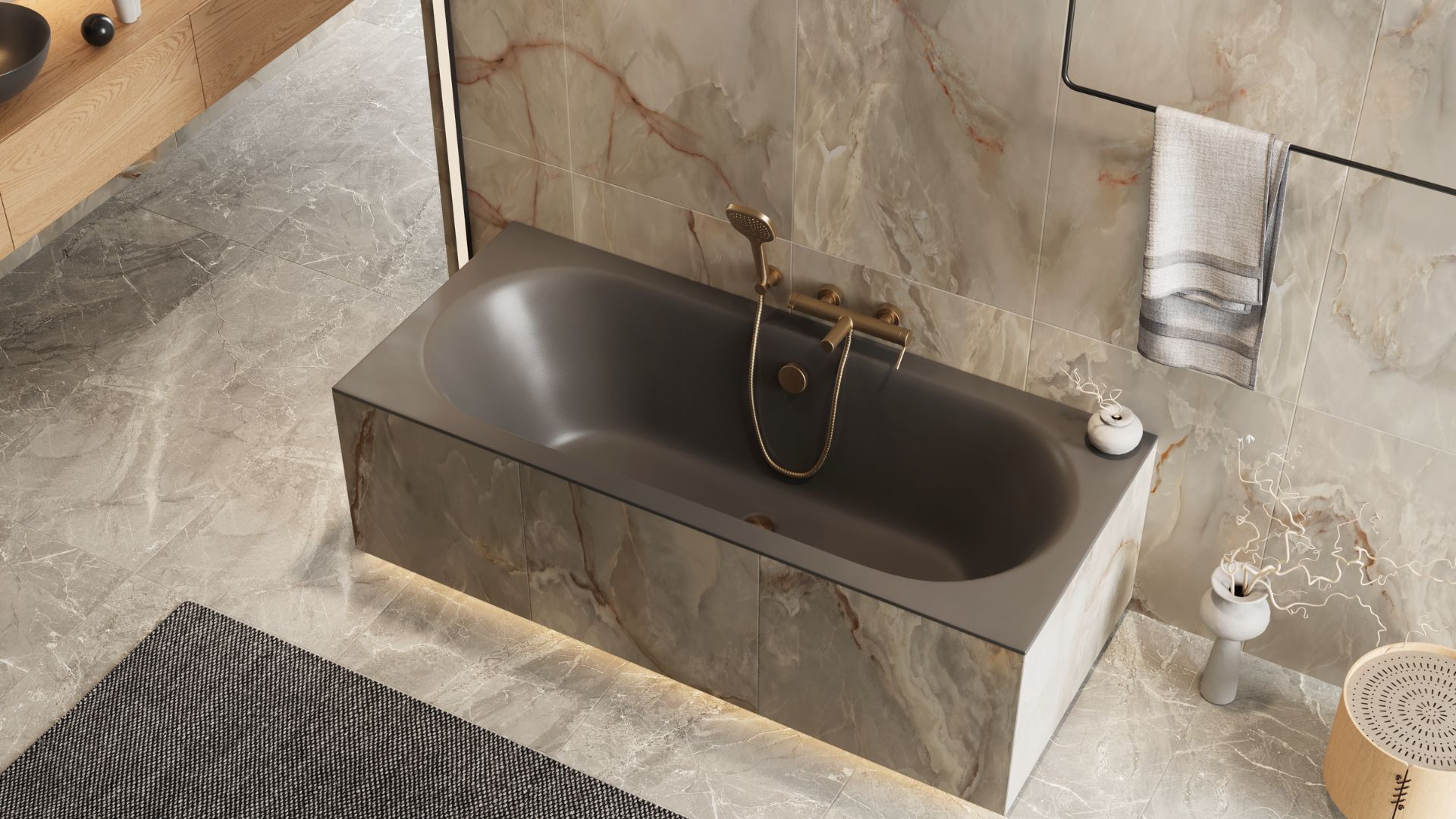 Oceana Slim wanna prostokątna 170X75 cm szary mat wizka