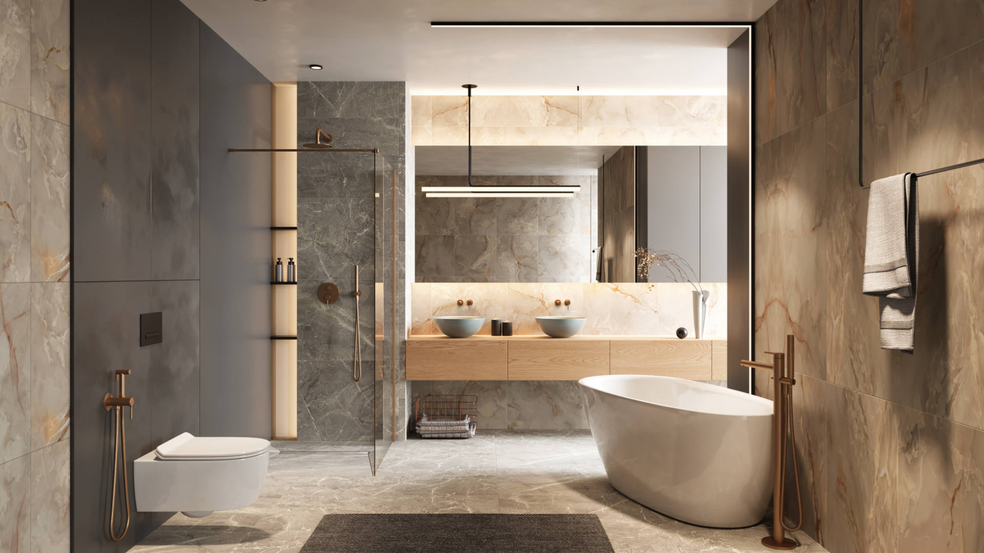 PI bateria prysznicowo-wannowa podtynkowa 3 funkcyjna, biały mat