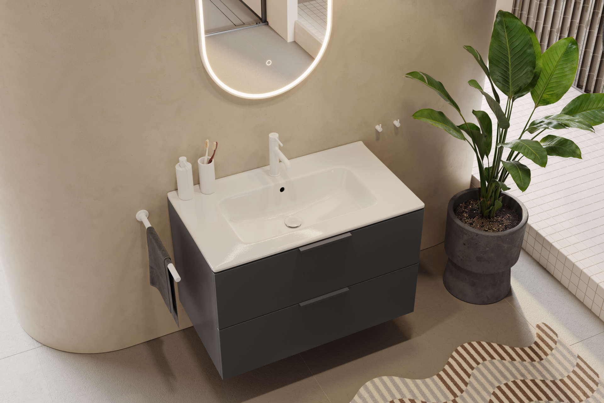 Delta PI bateria umywalkowa stojąca, biały mat