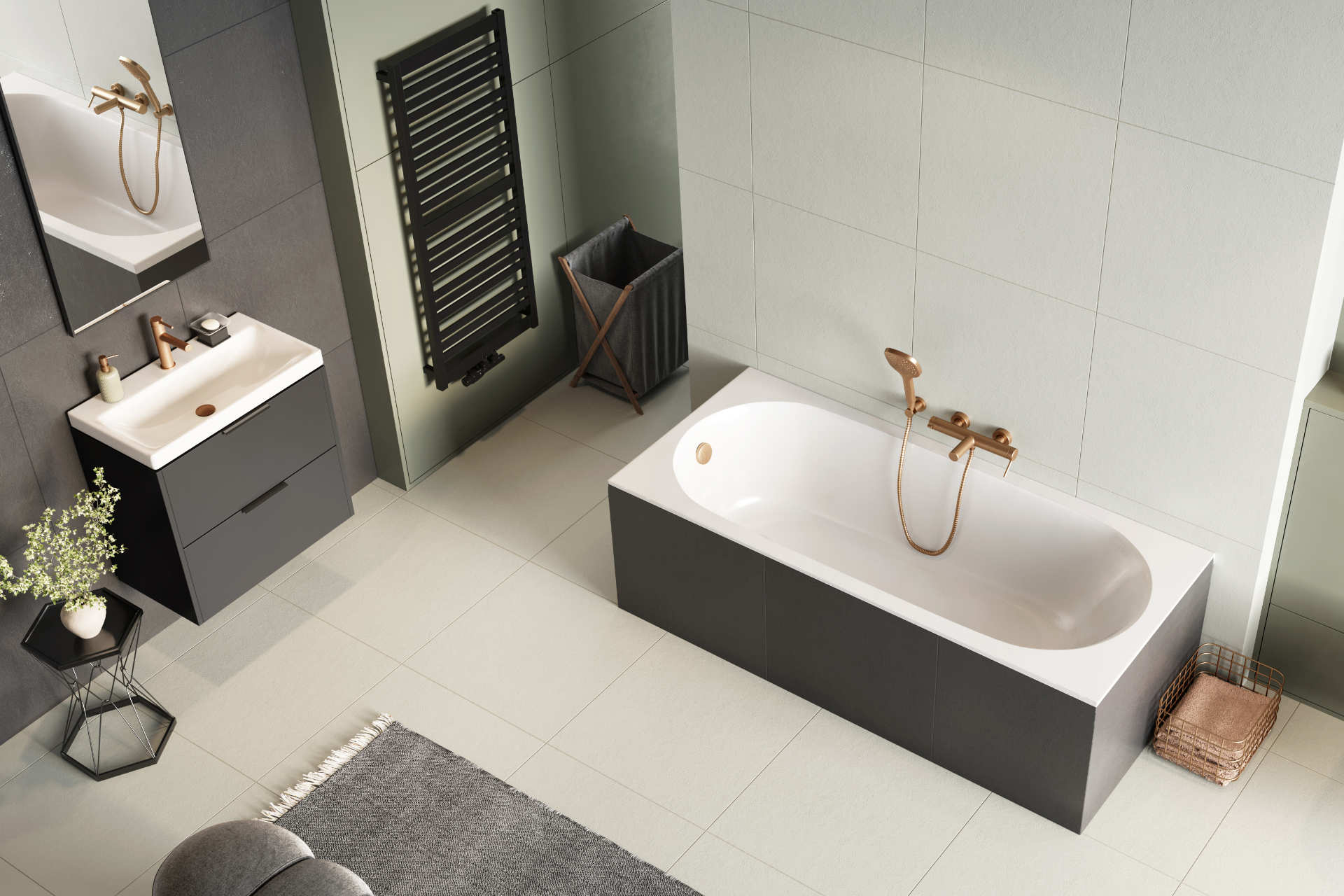 Oceana Slim Mono wanna prostokątna 180X80 cm biały połysk