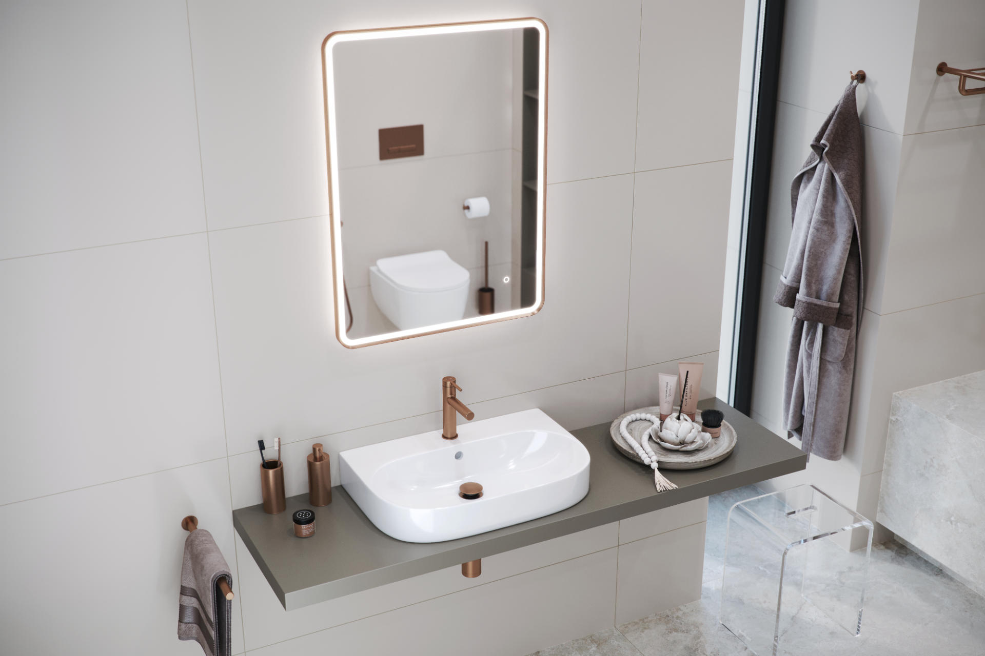 Oceana umywalka wisząca 50x41 cm owalna z otworem na baterię, biały połysk