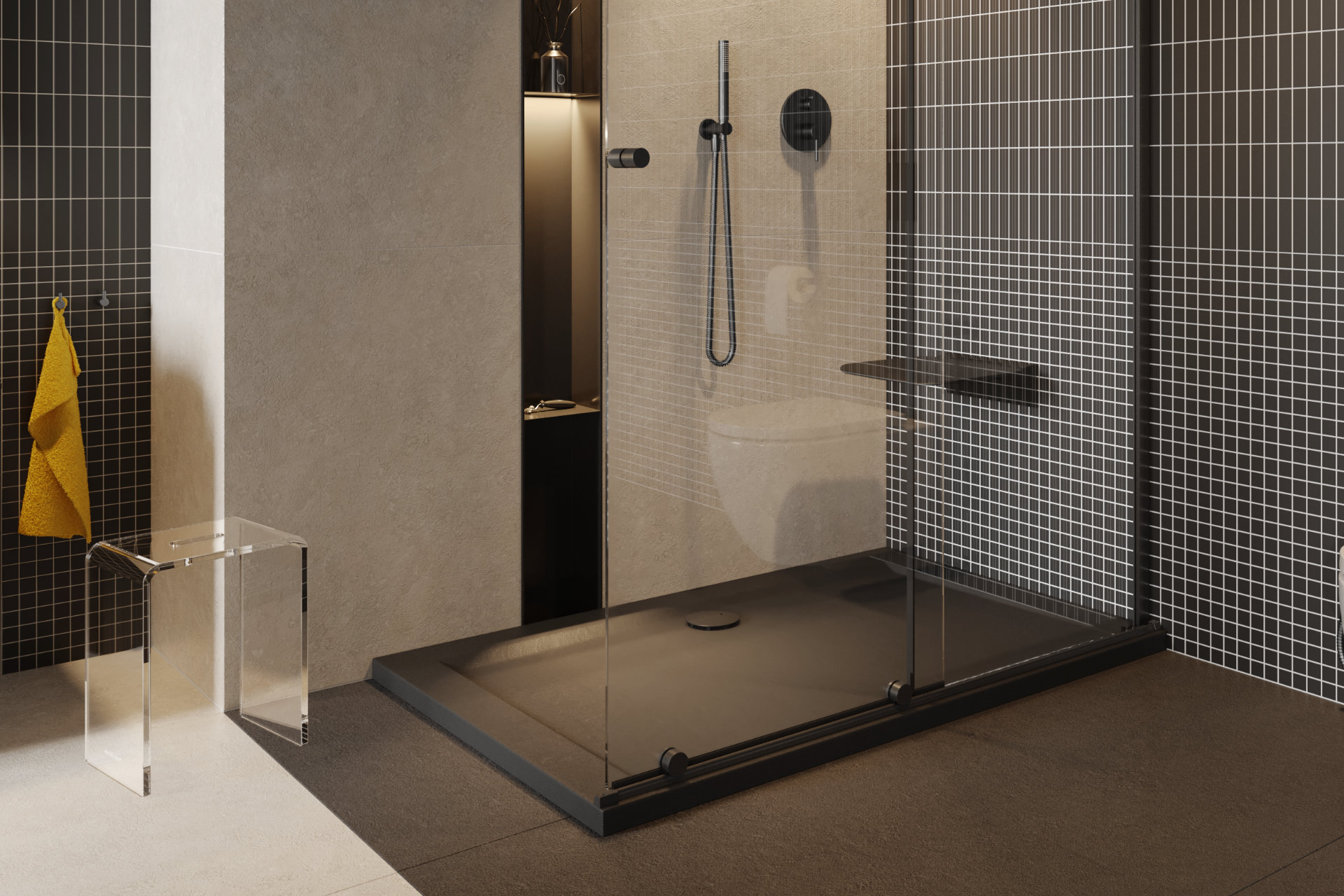 Vert syfon do brodzika czarny 90 mm wizka