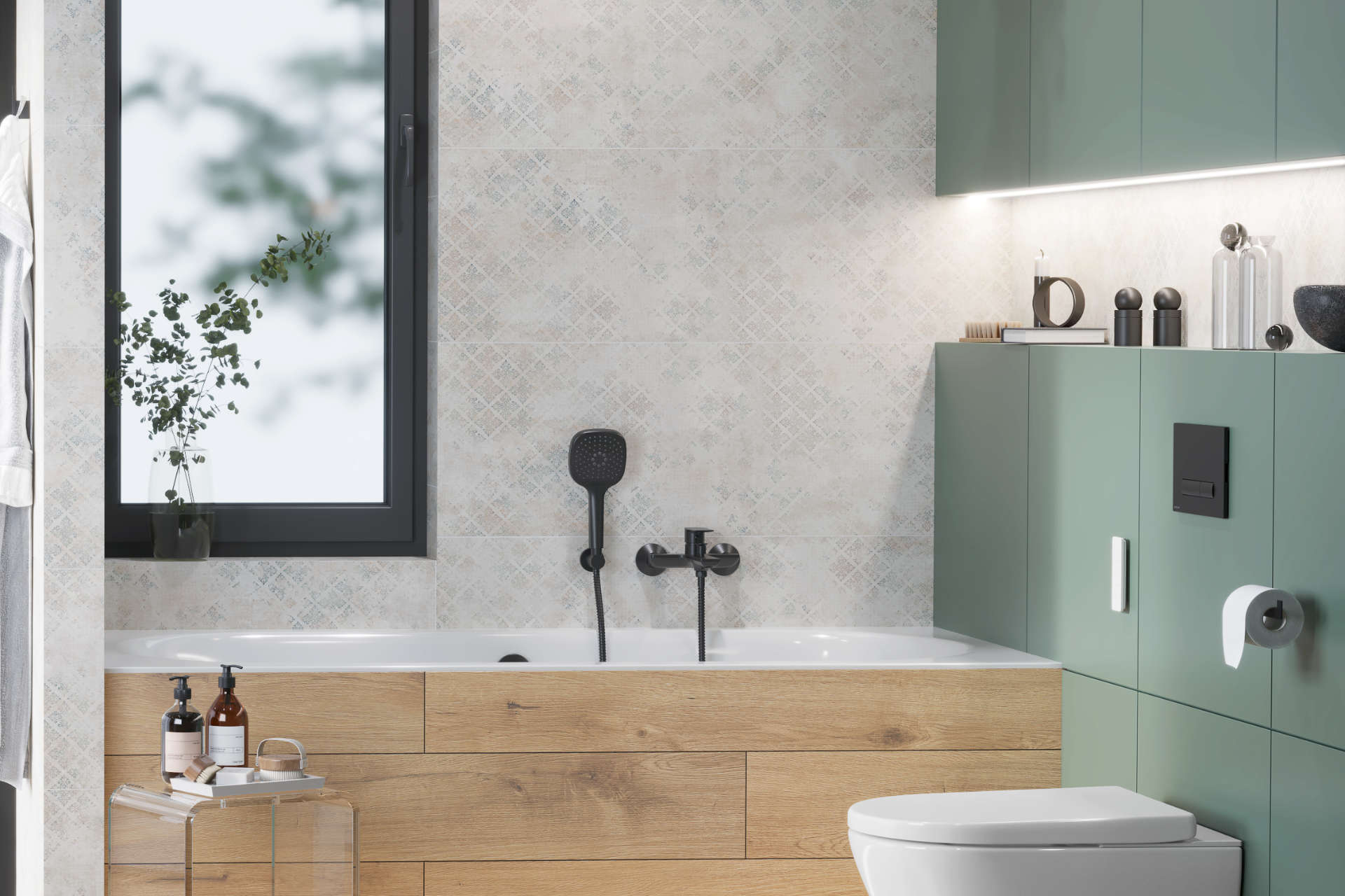 PI Uchwyt na słuchawke prysznicową podtynkowy, czarny mat, do zestawu z baterią AREX.1240