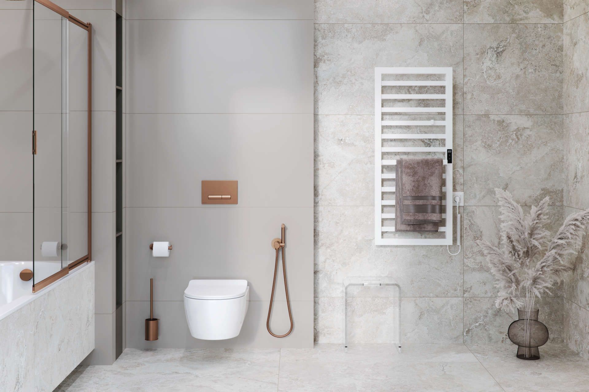 Brego Smart grzejnik łazienkowy elektryczny 115x50 cm, czarny mat wizka1