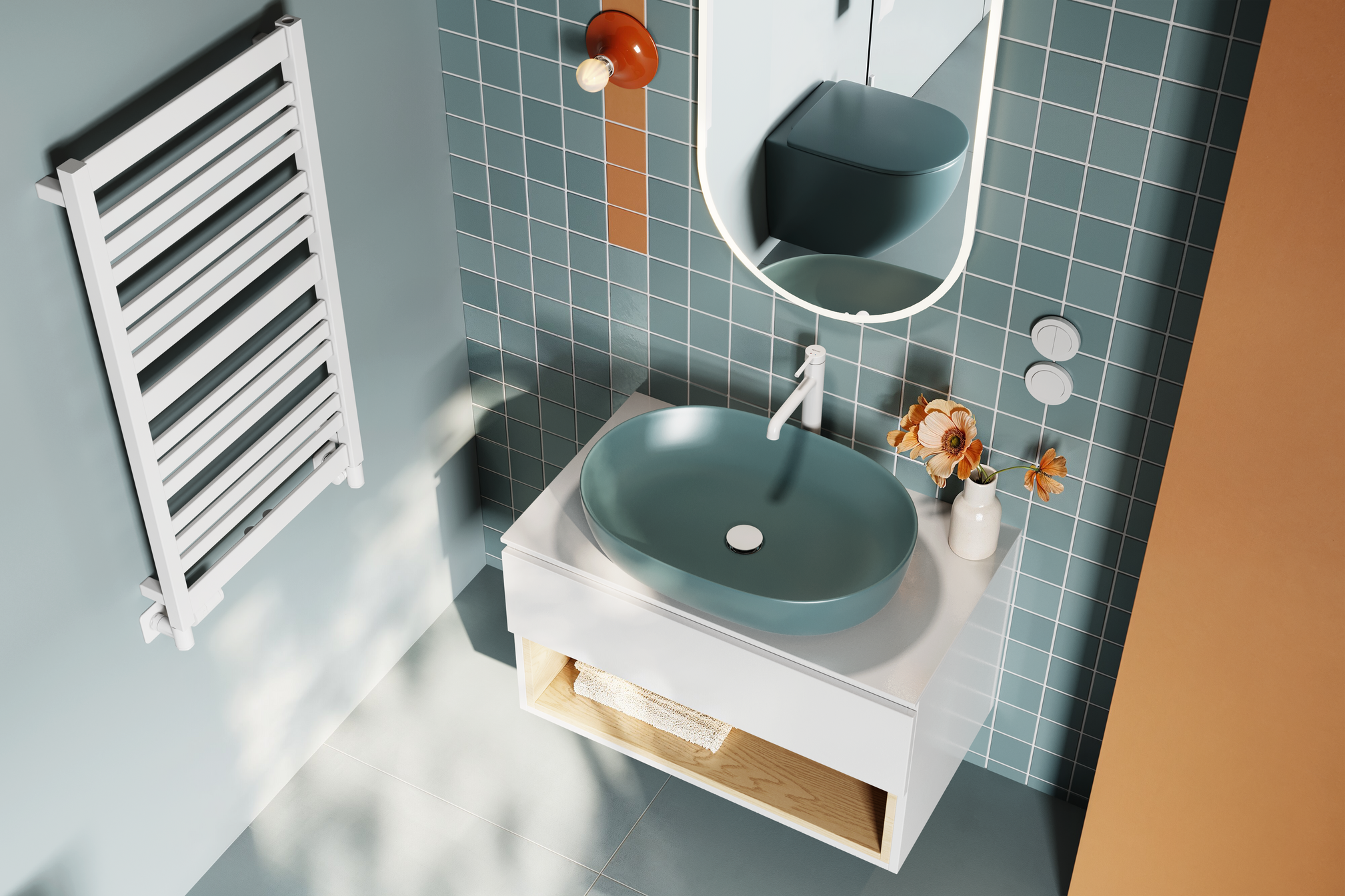 Delta PI bateria umywalkowa stojąca wysoka, biały mat