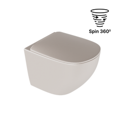 Luqa miska WC 48 cm wisząca bezrantowa, z system spłukiwania Spin 360, z deską wolnoopadającą, cappucino mat