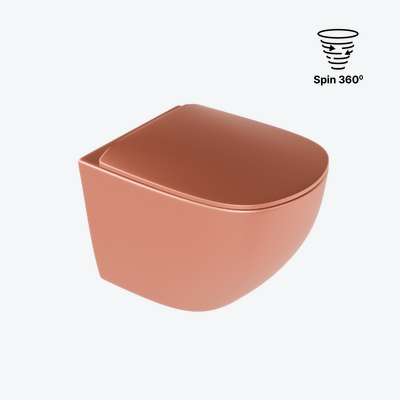 Luqa miska WC 48 cm wisząca bezrantowa, z system spłukiwania Spin 360, z deską wolnoopadającą, terracotta