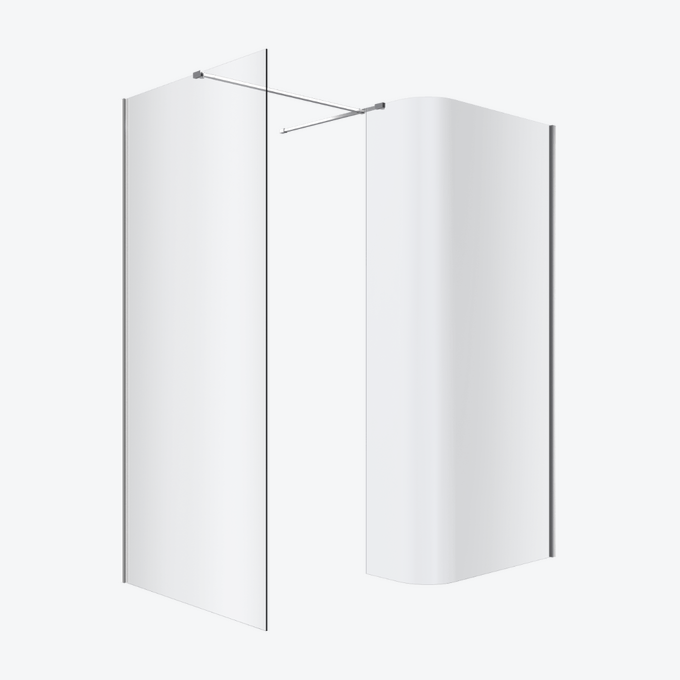 Vidoq walk-in kabina prysznicowa gięta, ścianka prosta 100cm, ścianka gięta 83cm, powłoka Clean Control, chrom