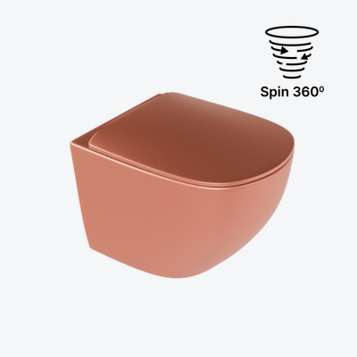 Luqa miska WC 48 cm wisząca bezrantowa, z system spłukiwania Spin 360, z deską wolnoopadającą, terracotta