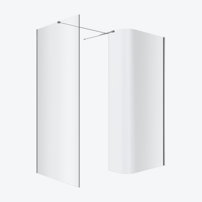 Vidoq walk-in kabina prysznicowa gięta, ścianka prosta 120cm, ścianka gięta 83cm, powłoka Clean Control, chrom