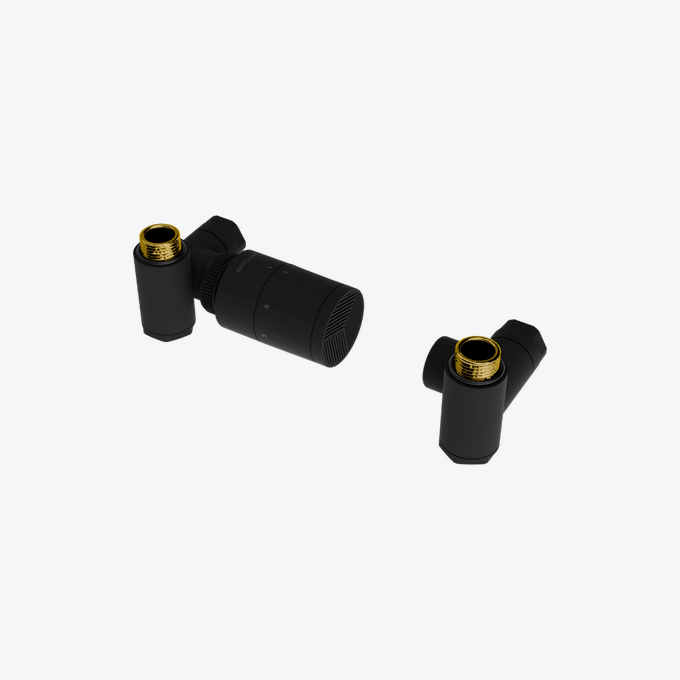 Caldo zestaw trójosiowy z głowicą termostatyczną z opcją montażu grzałki, lewy, czarny mat