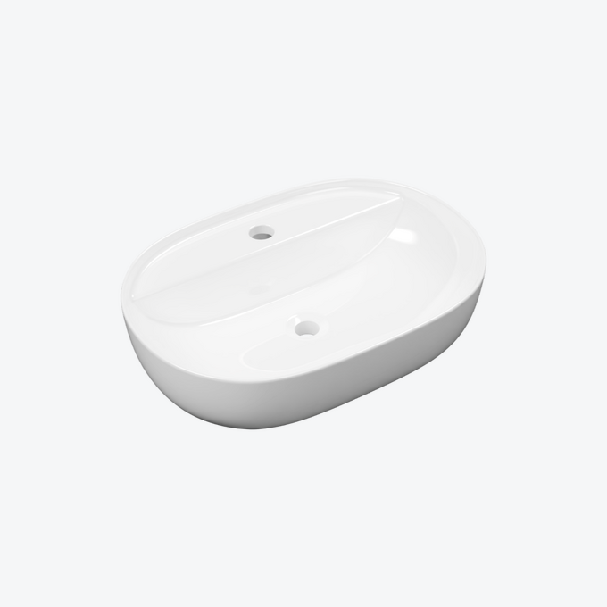 Jima umywalka nablatowa 51x38 cm owalna z otworem na baterię, biały połysk