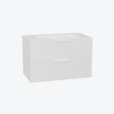 Tuto 2.0 szafka wisząca 80 cm 2 szuflady front gładki wysoki, umywalka Pik, biały/biały